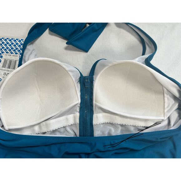 Sun & Sea Swimsuit One Piece Blue Size 20‎ NWT Tie Neck - Picture 3 of 11